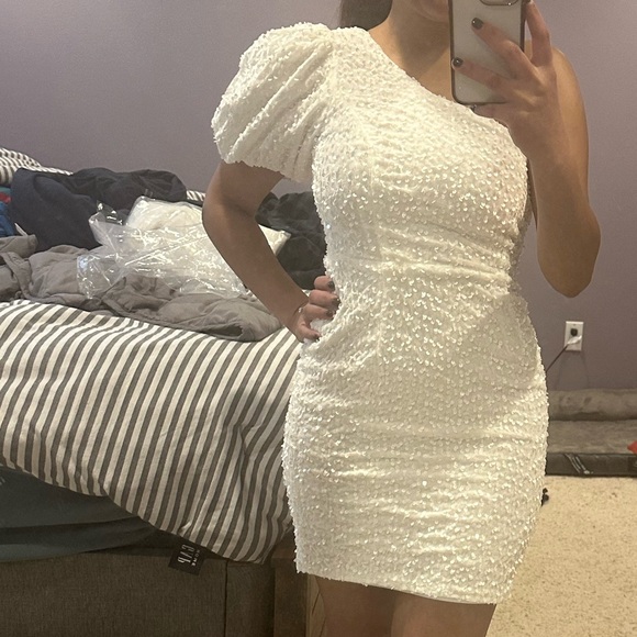 Petal & Pup White Sequin Khloe Mini Dress - Picture 5 of 5